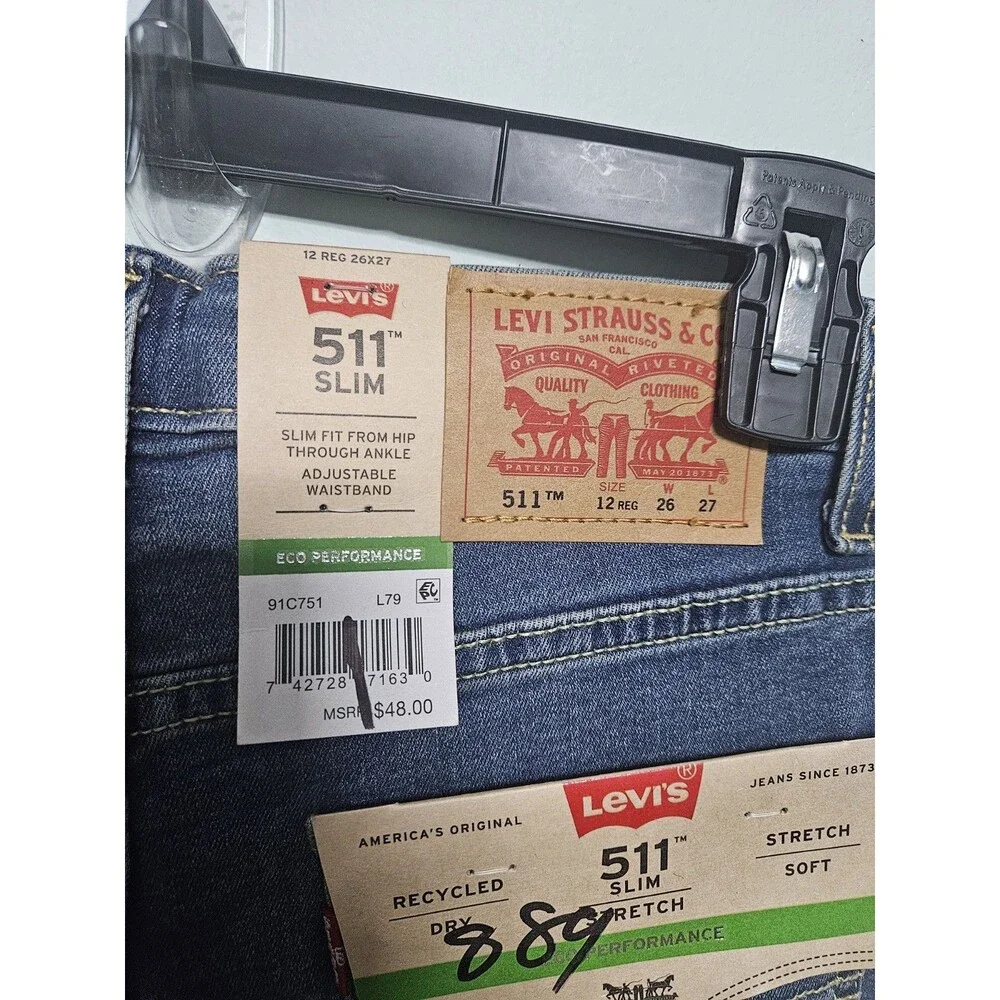 Boys Levis 511 Jeans Blue Sz 12 W26 X 27L